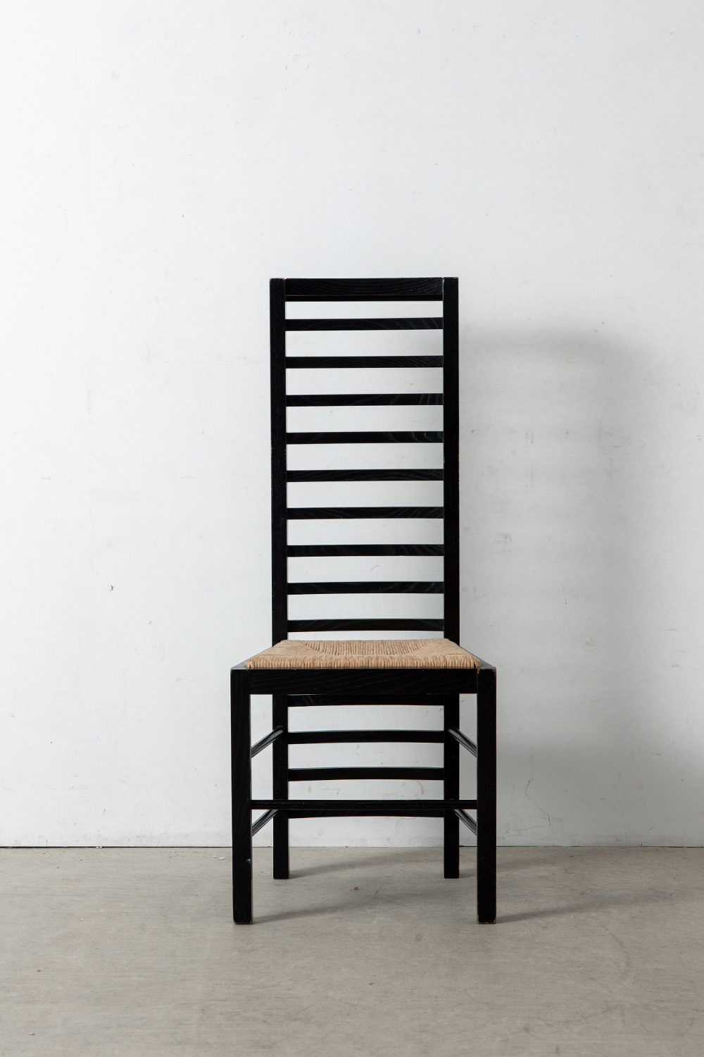 Mackintosh Style Hight Back Chair in Wood and Rush