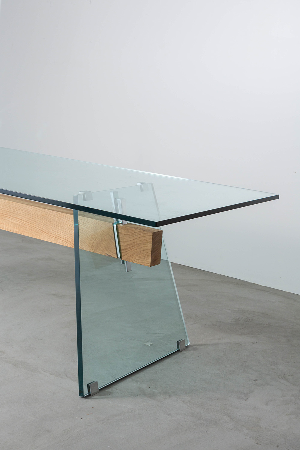 Compression Table by Philippe Starck for GLAS ITALIA in Glass and Wood