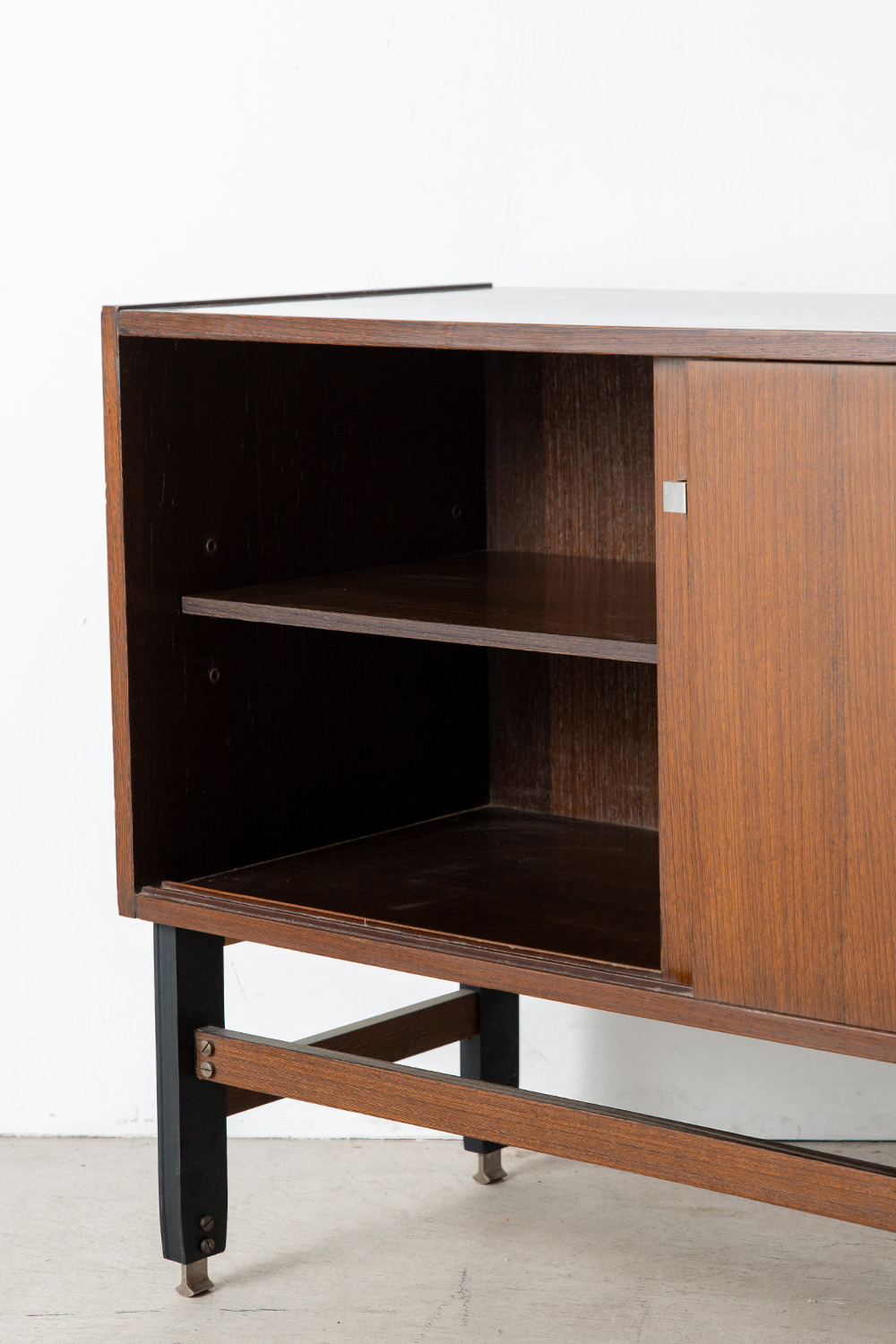 Italian Vintage Sideboard in Wood and Chrome