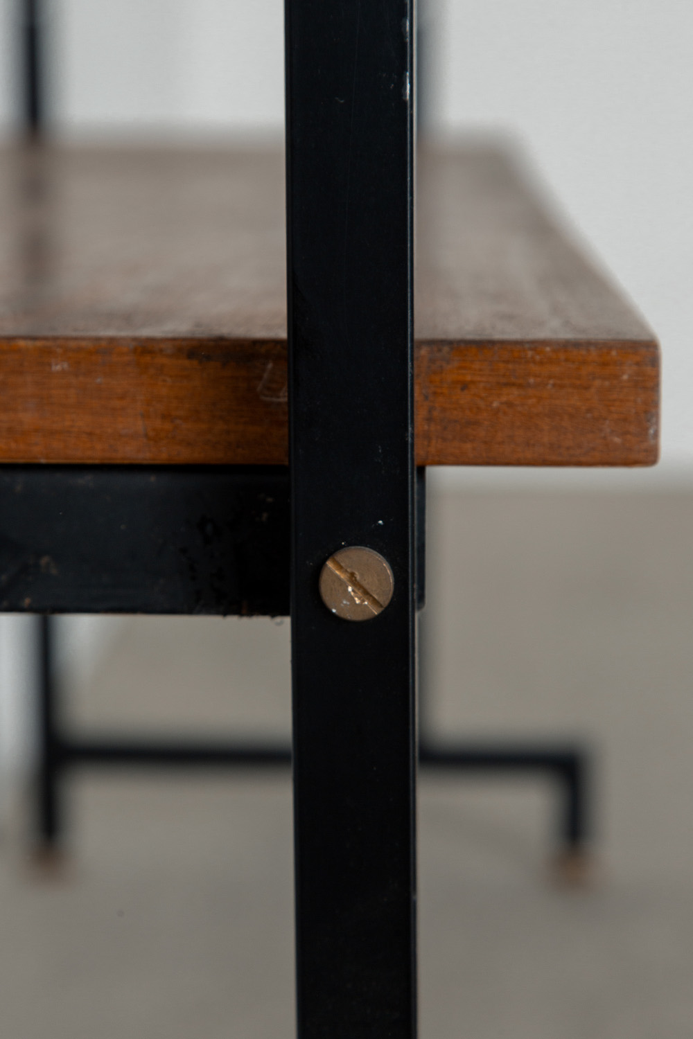 Italian Mid-Century Shelf in Wood and Steel