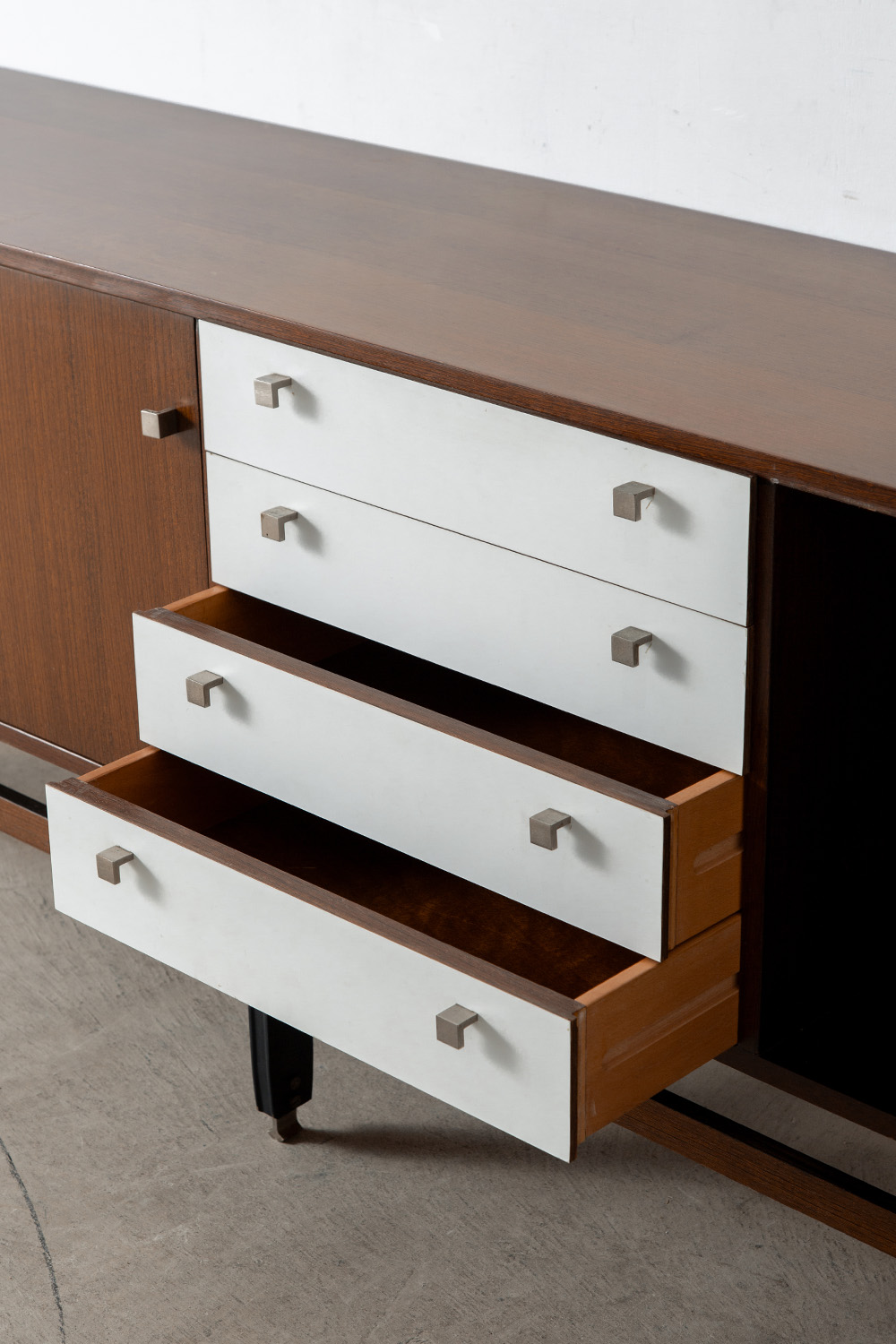 Italian Vintage Sideboard in Wood and Chrome