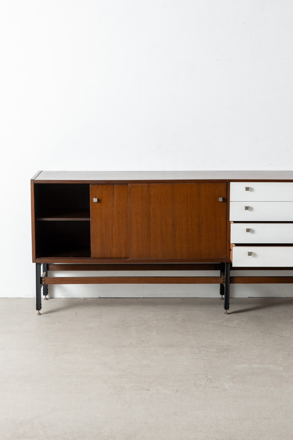 Italian Vintage Sideboard in Wood and Chrome