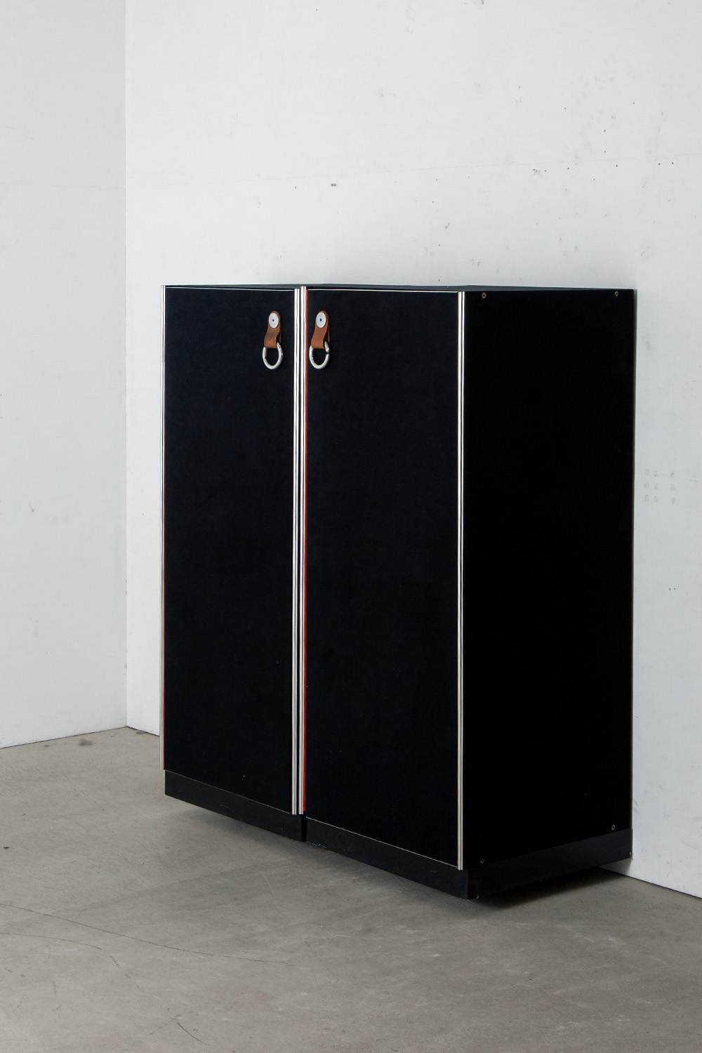 Cabinet by Guido Faleschini for 4 Mariani in Metal , Leather and Velvet