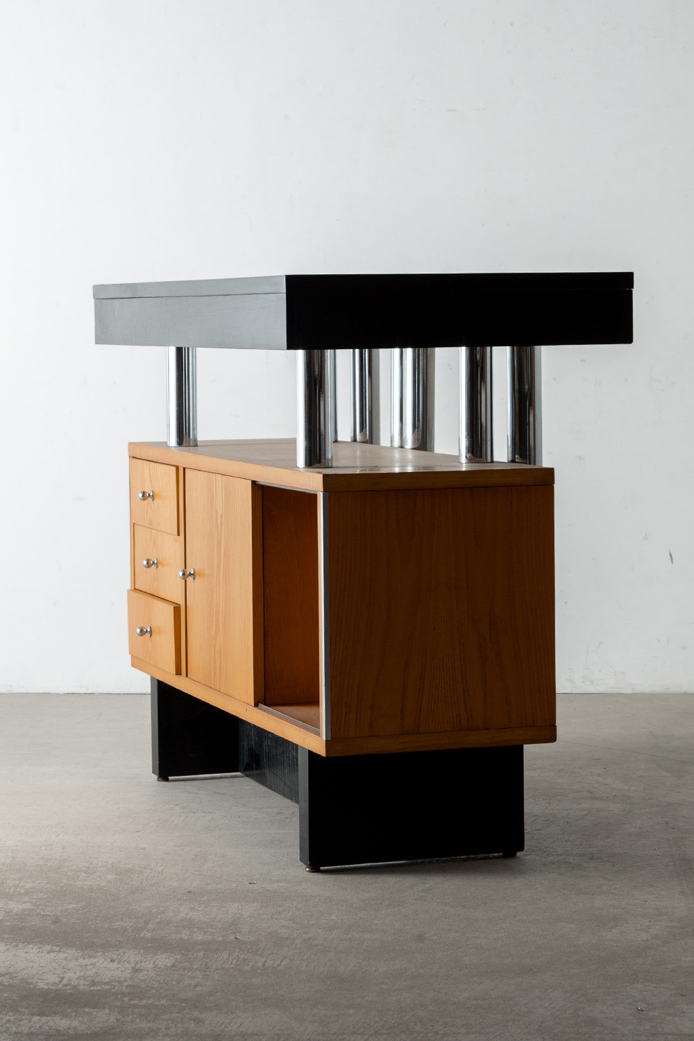 Bar Counter Table & Stool Set in Wood , Steel and Fabric