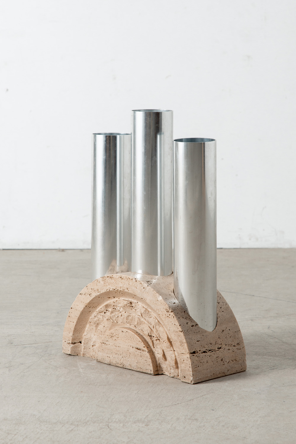 Umbrella Stand by Fratelli Mannelli in Travertine and Steel