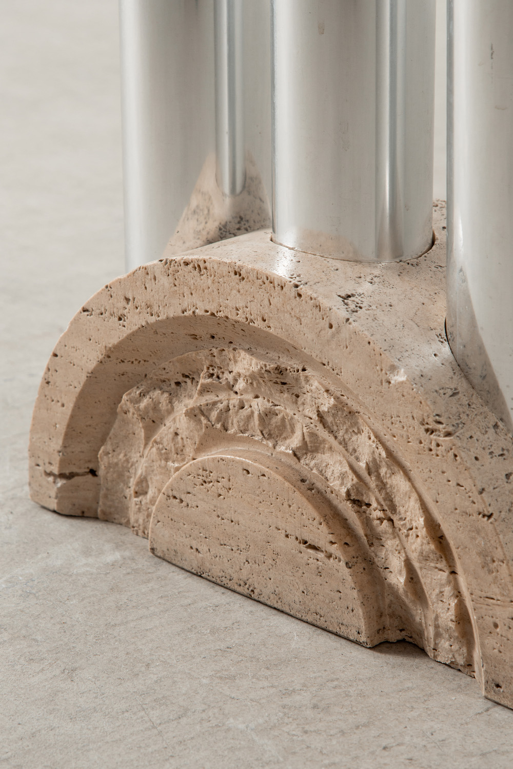 Umbrella Stand by Fratelli Mannelli in Travertine and Steel