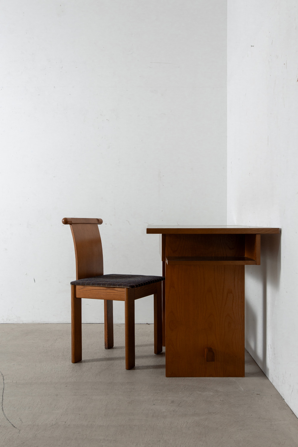 Desk & Chair Set in Wood and Fabric