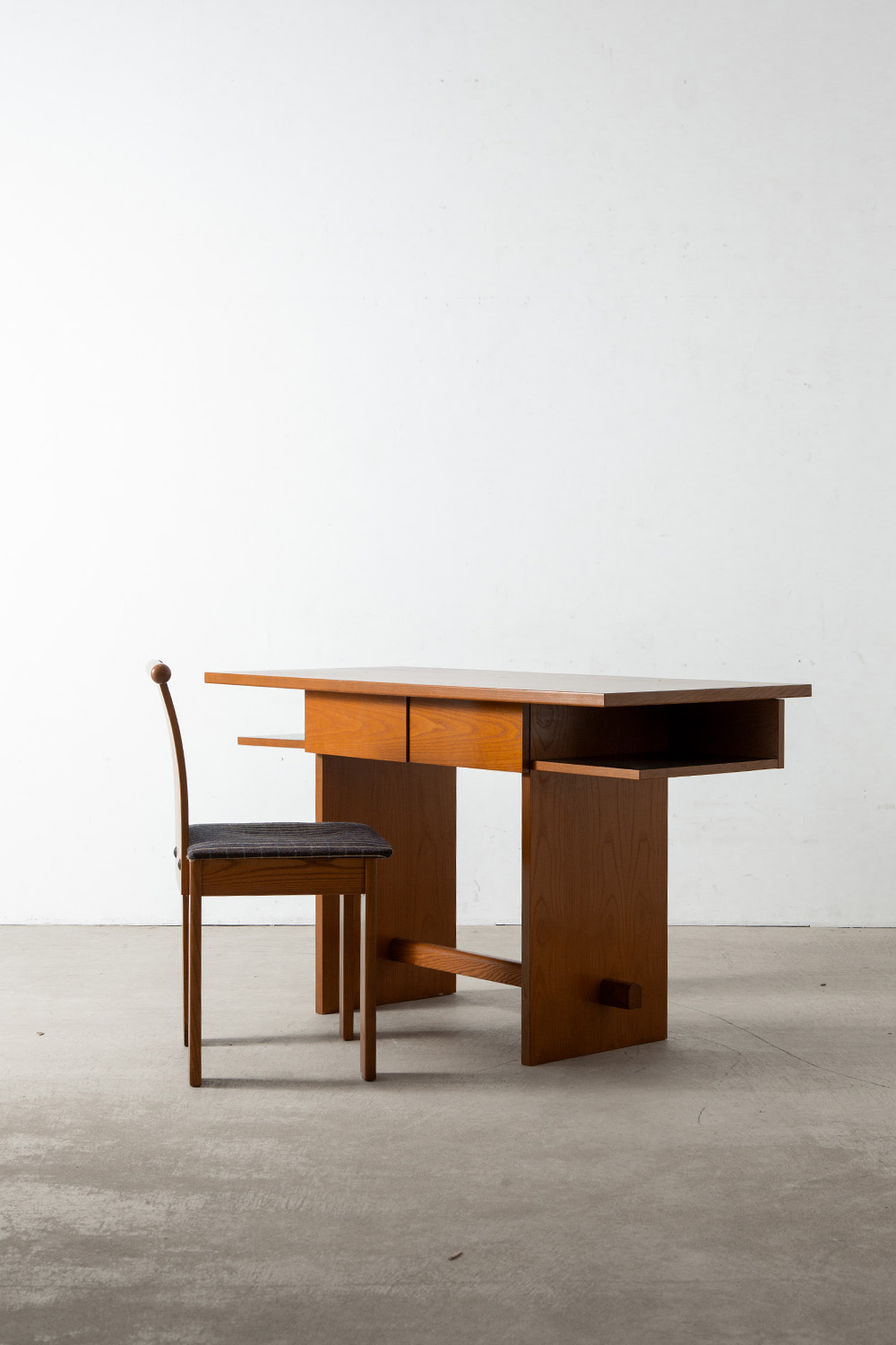 Desk & Chair Set in Wood and Fabric