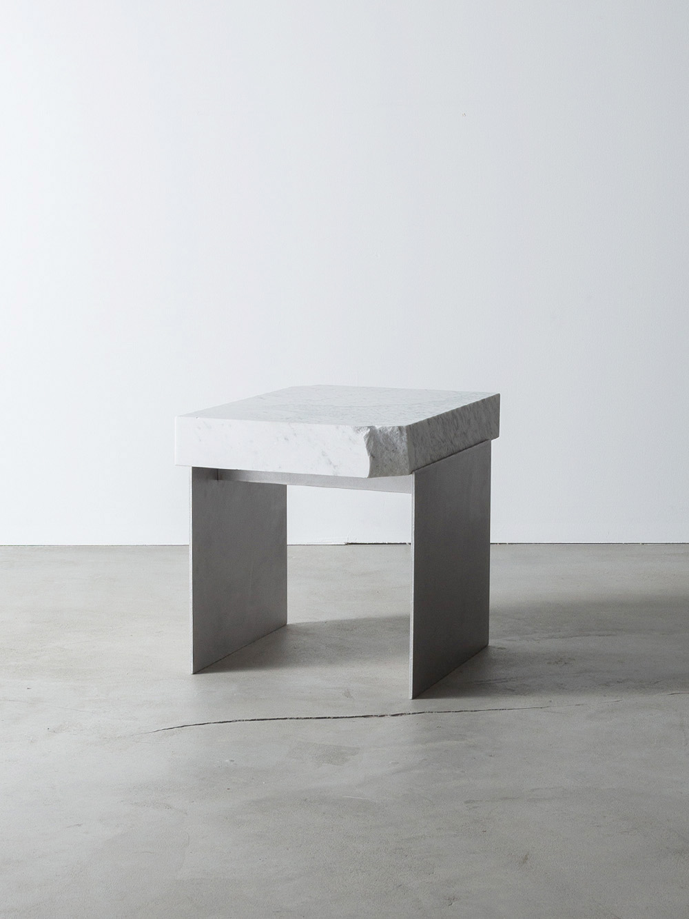 Side Table V by AtMa inc. in Marble and Stainless