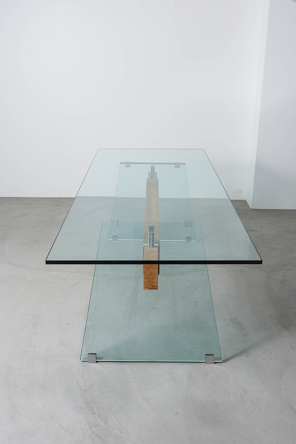 Compression Table by Philippe Starck for GLAS ITALIA in Glass and Wood