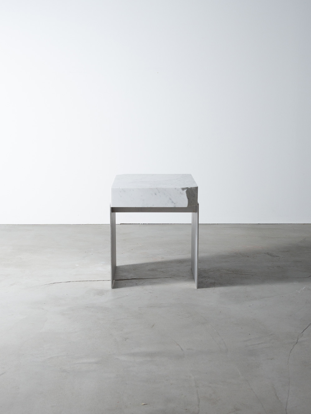 Side Table V by AtMa inc. in Marble and Stainless