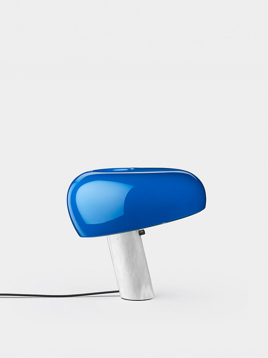 SNOOPY Table Lamp by Achille & Pier Giacomo Castiglioni for FLOS in Marble , Glass and Steel Blue