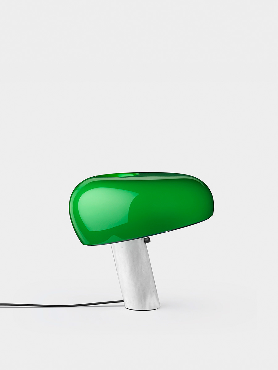 SNOOPY Table Lamp by Achille & Pier Giacomo Castiglioni for FLOS in Marble , Glass and Steel Green