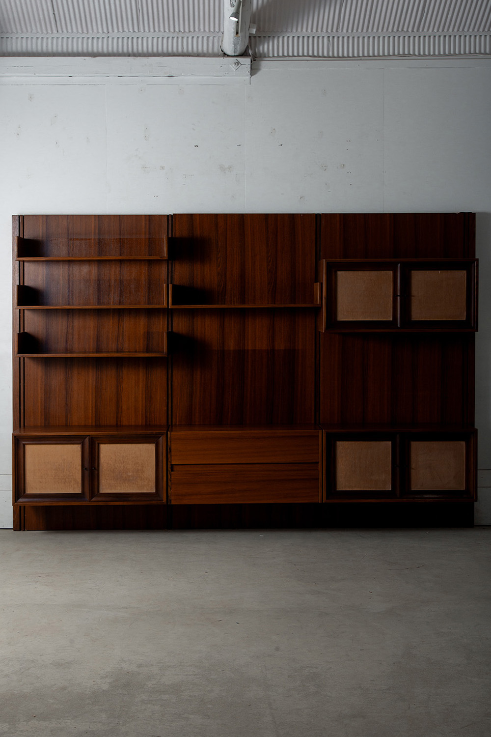 Italian Wall Shelf in Wood and Fabric