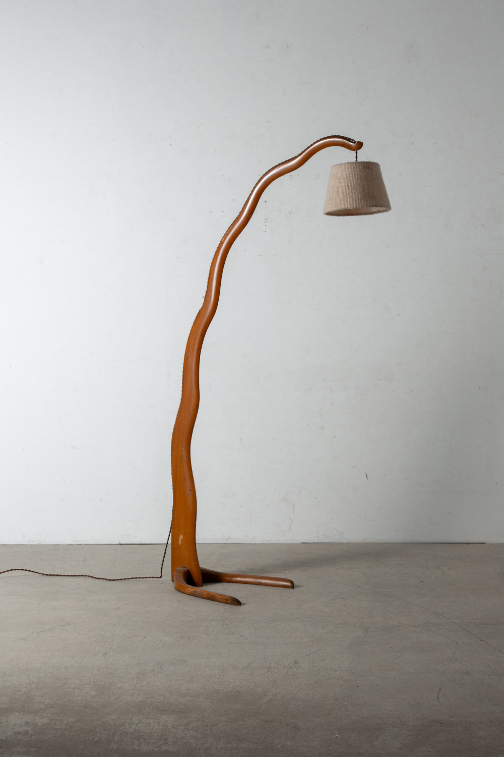 Floor Lamp in Wood and Fabric