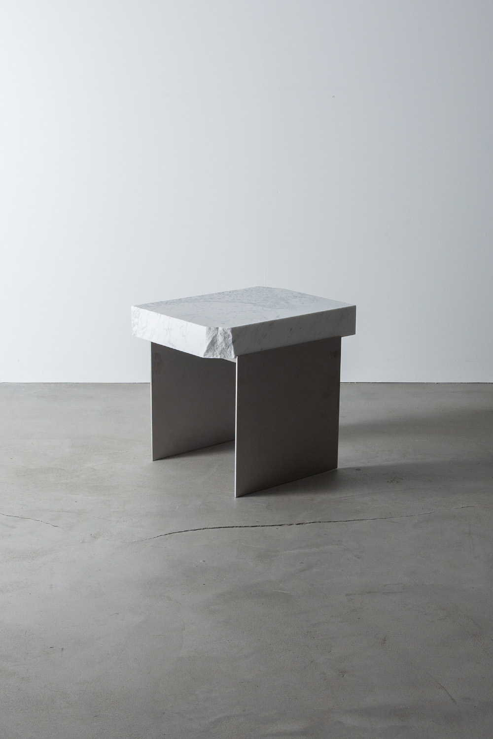 Side Table V by AtMa inc. in Marble and Stainless