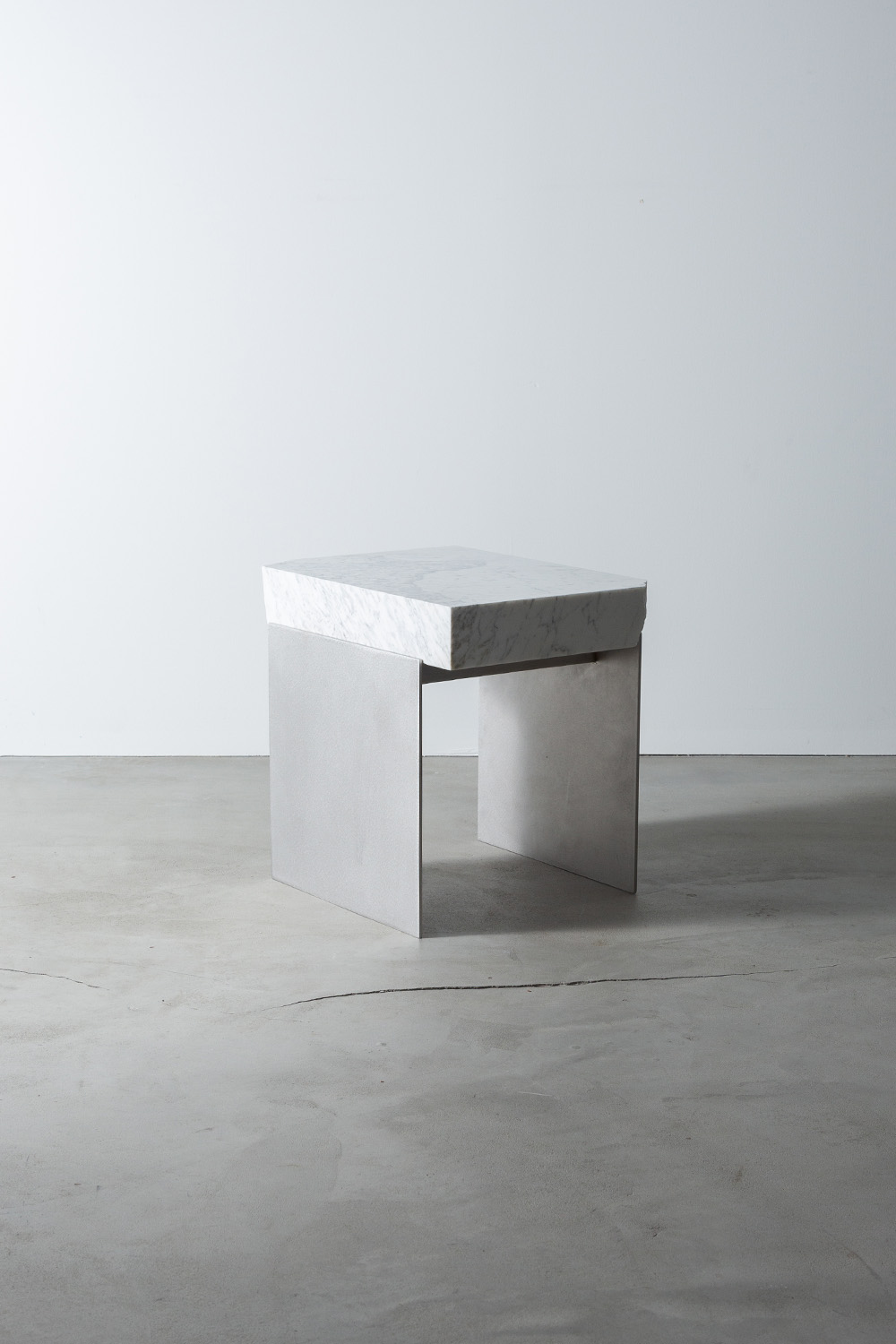 Side Table V by AtMa inc. in Marble and Stainless
