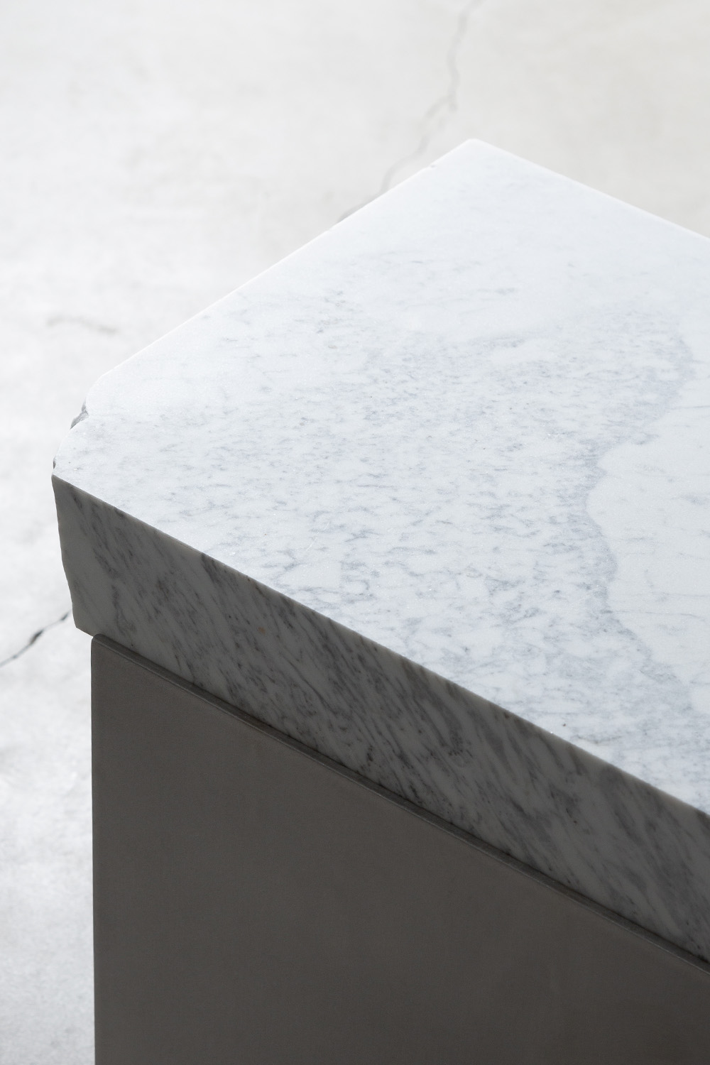 Side Table V by AtMa inc. in Marble and Stainless