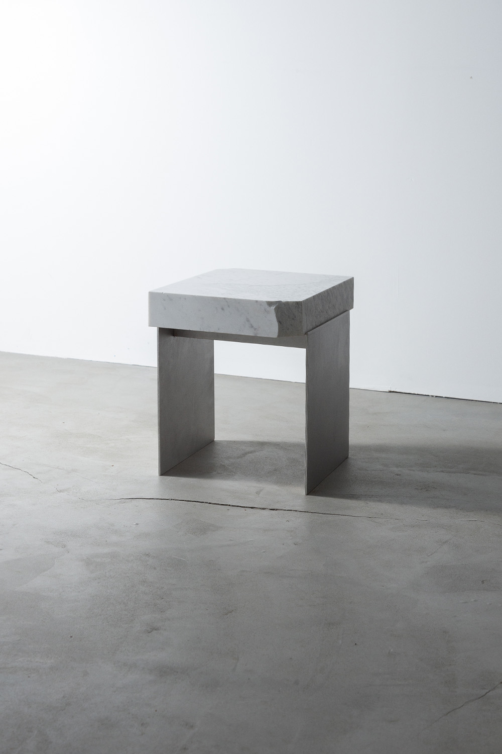 Side Table V by AtMa inc. in Marble and Stainless