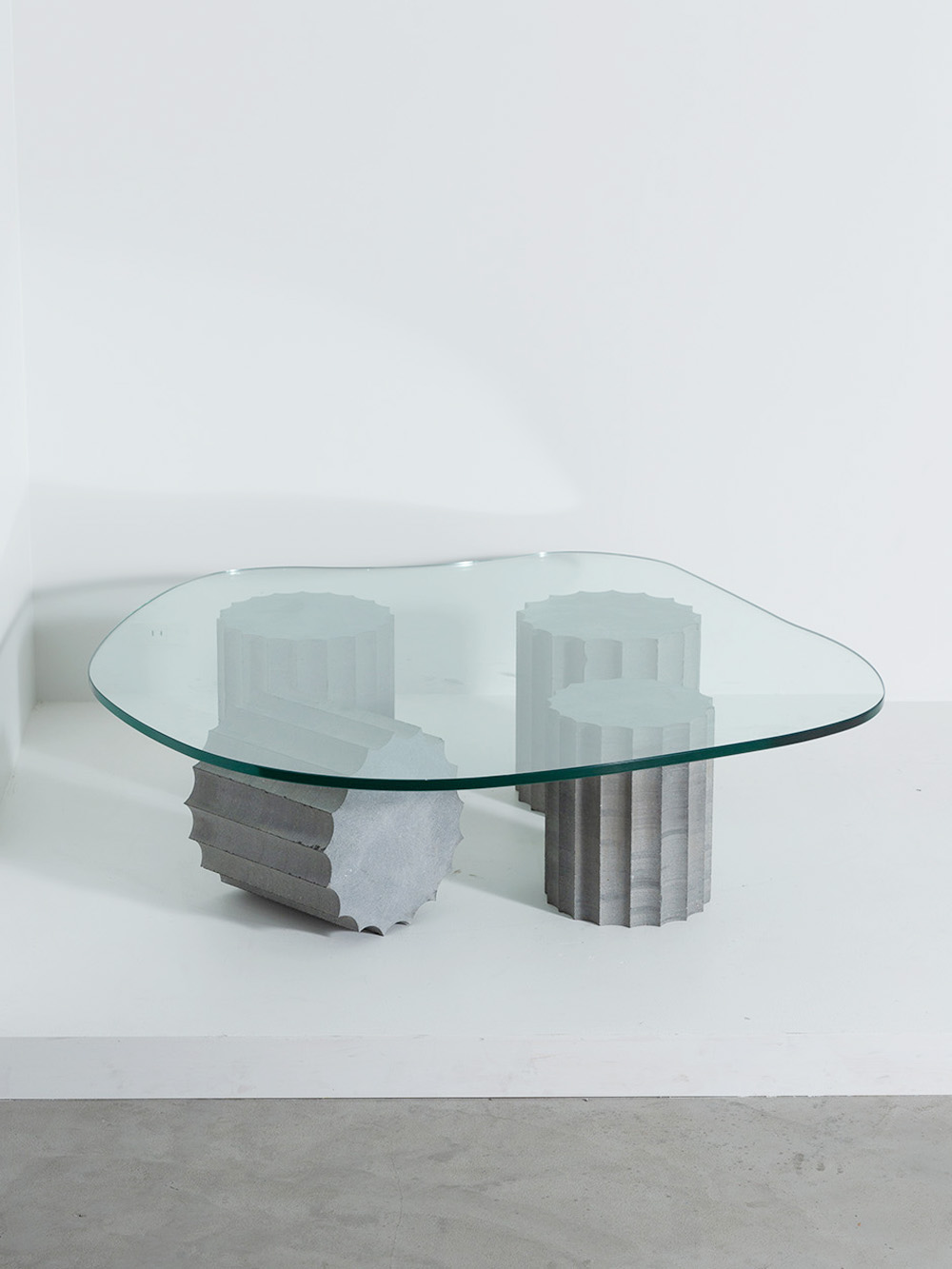 Low Table M by AtMa inc. in Glass and Daté Kan Stone