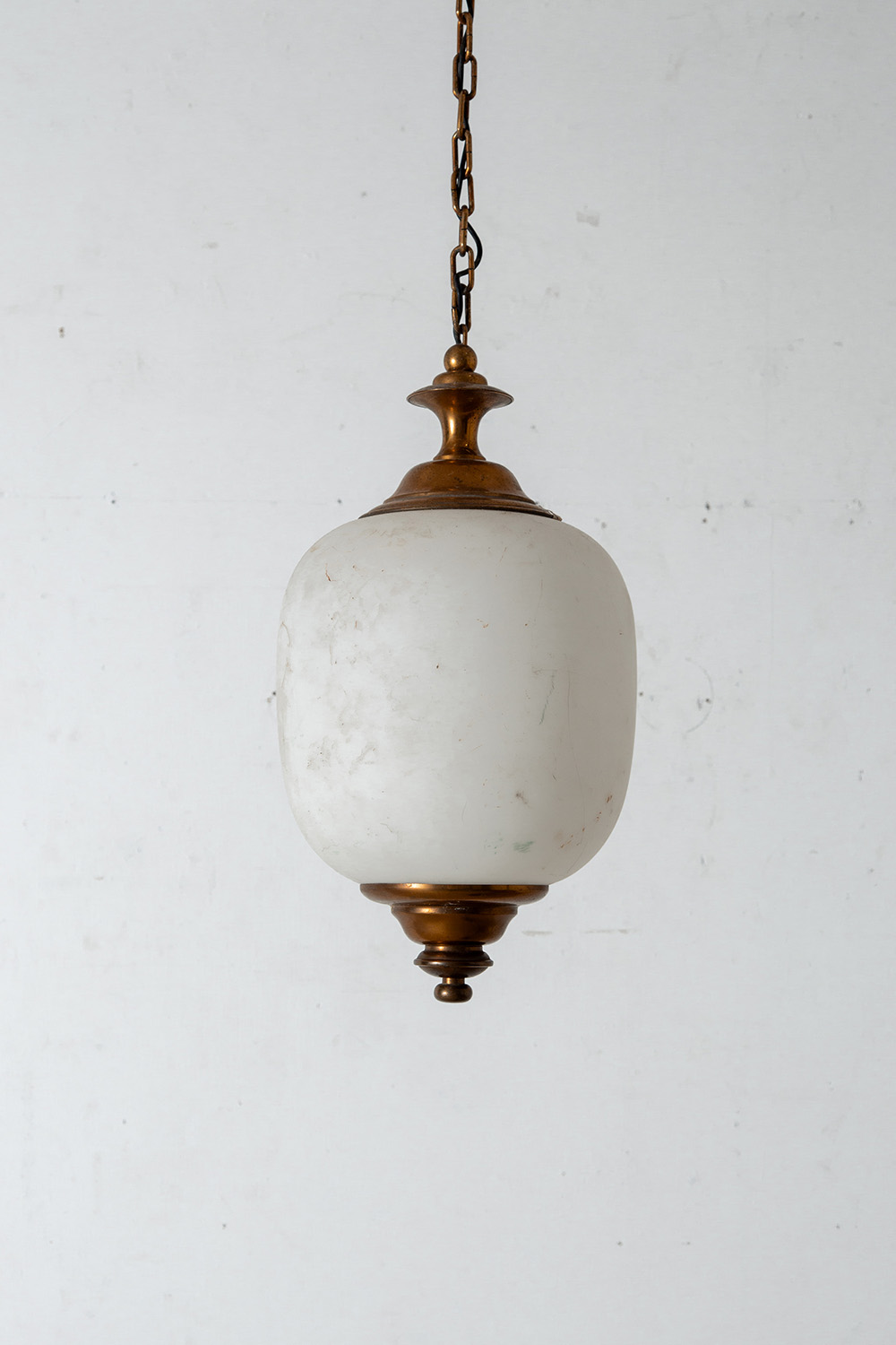 Pendant Lamp in Brass and Glass