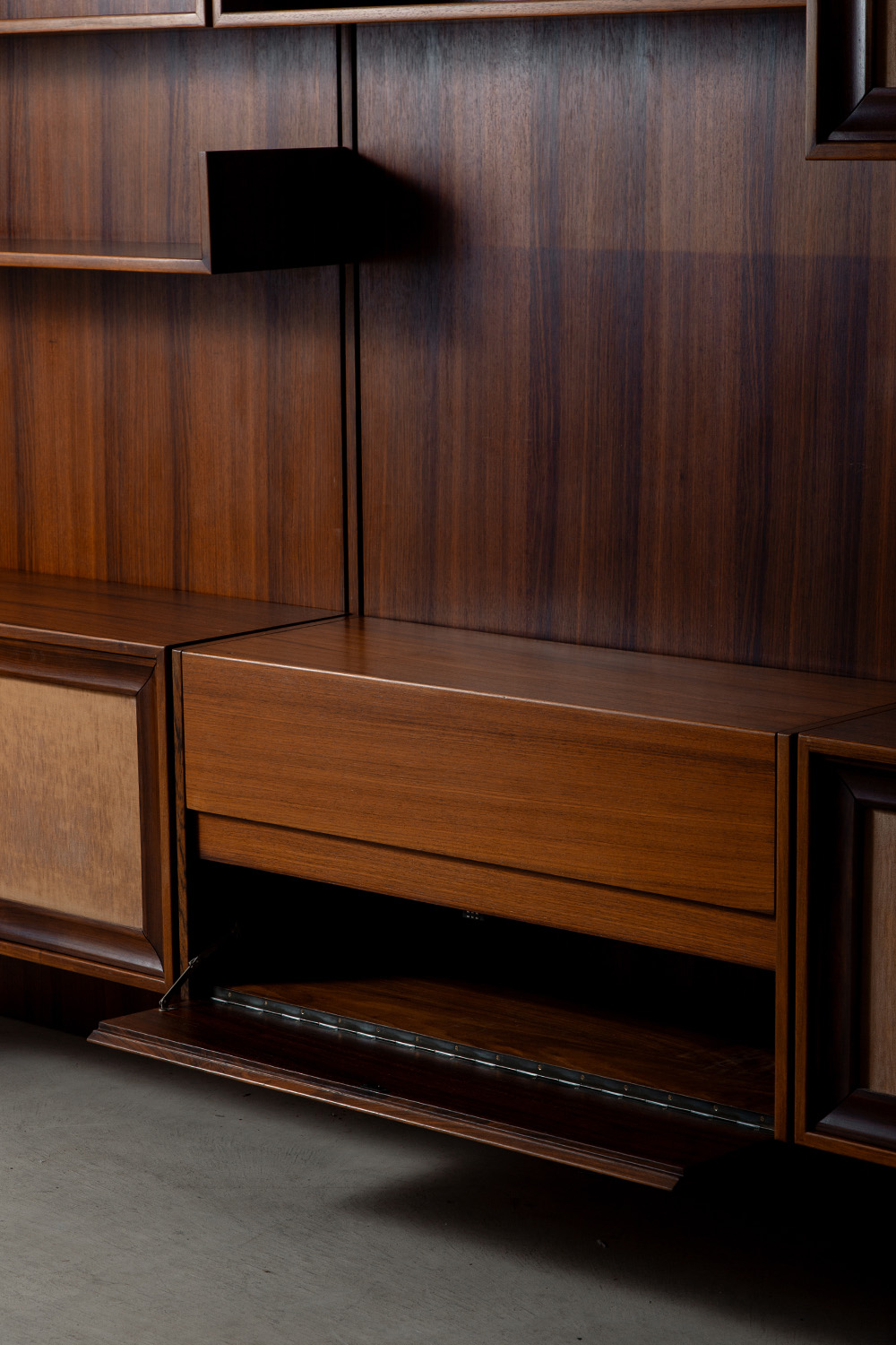 Italian Wall Shelf in Wood and Fabric