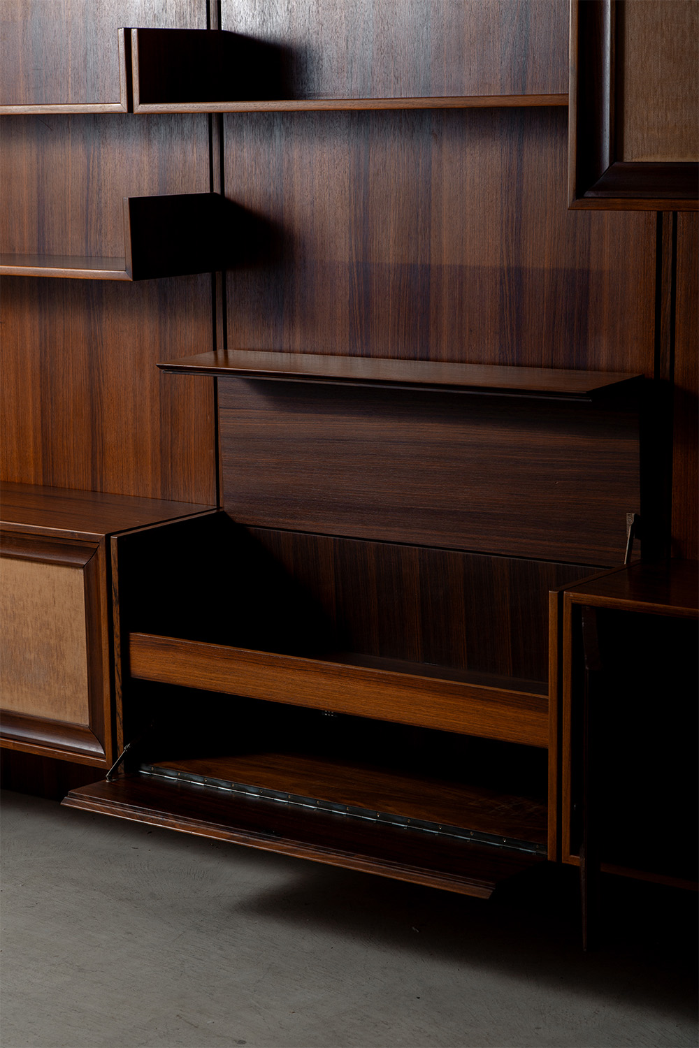 Italian Wall Shelf in Wood and Fabric