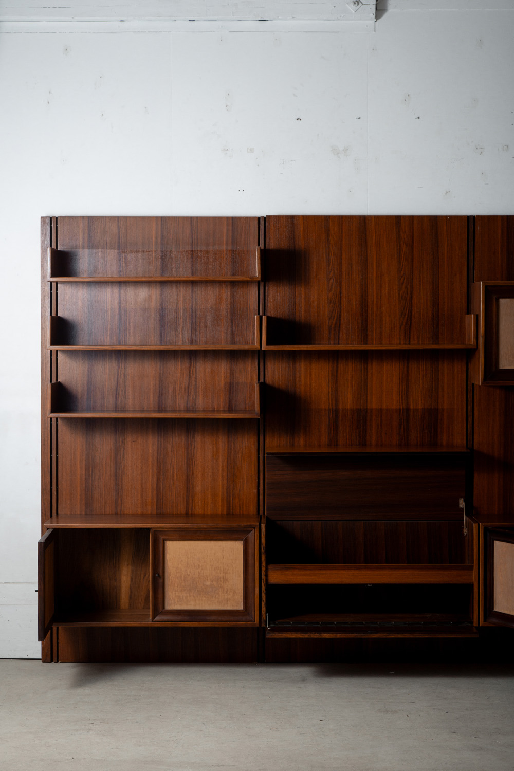 Italian Wall Shelf in Wood and Fabric