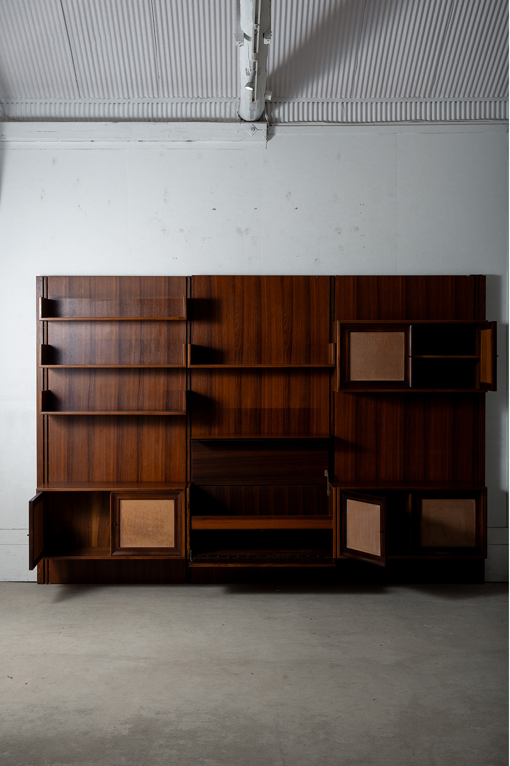 Italian Wall Shelf in Wood and Fabric