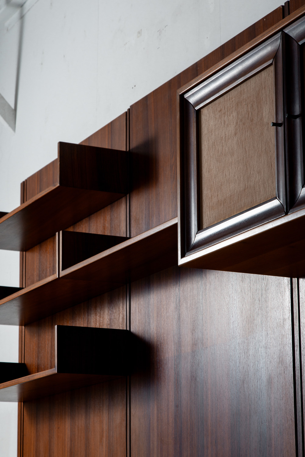 Italian Wall Shelf in Wood and Fabric