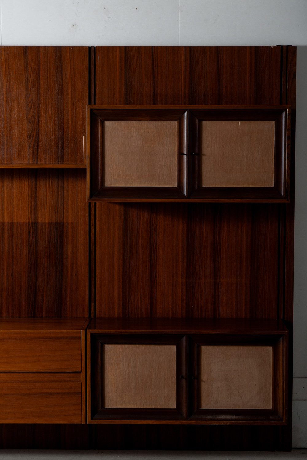 Italian Wall Shelf in Wood and Fabric