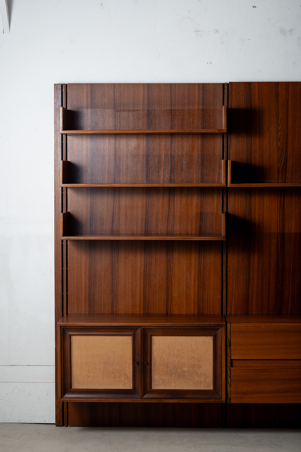 Italian Wall Shelf in Wood and Fabric