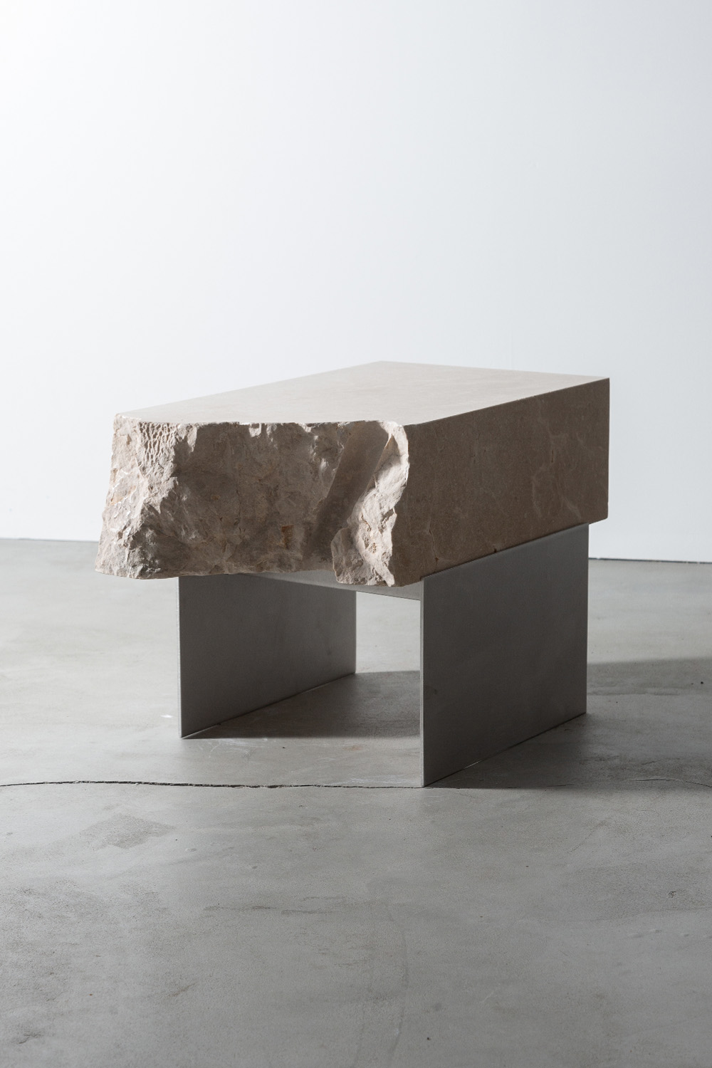 Side Table U by AtMa inc. in Light Fontan and Stainless