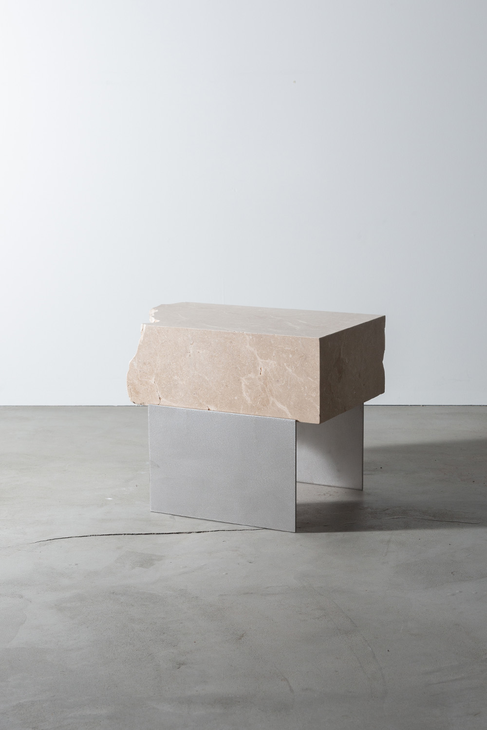 Side Table U by AtMa inc. in Light Fontan and Stainless
