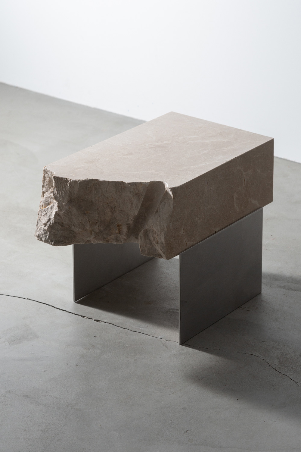 Side Table U by AtMa inc. in Light Fontan and Stainless