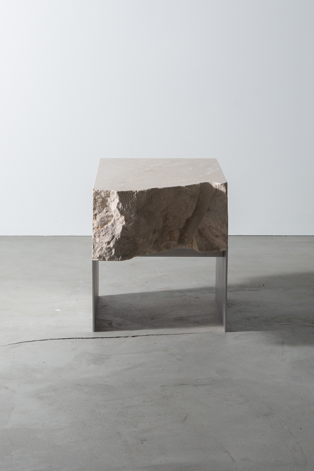 Side Table U by AtMa inc. in Light Fontan and Stainless