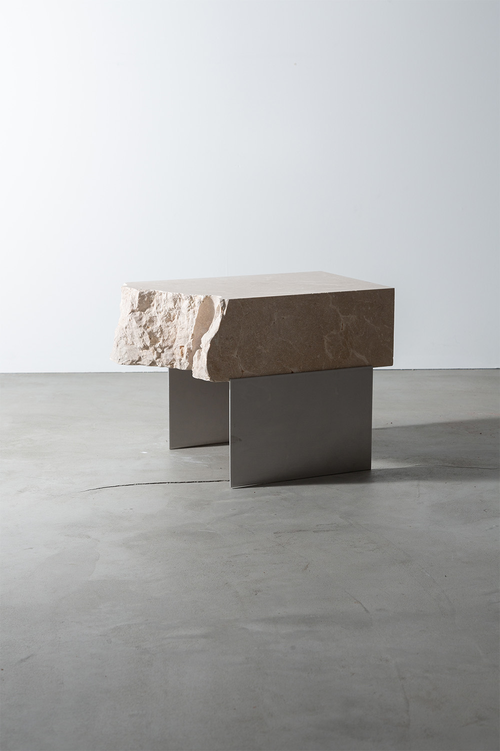 Side Table U by AtMa inc. in Light Fontan and Stainless