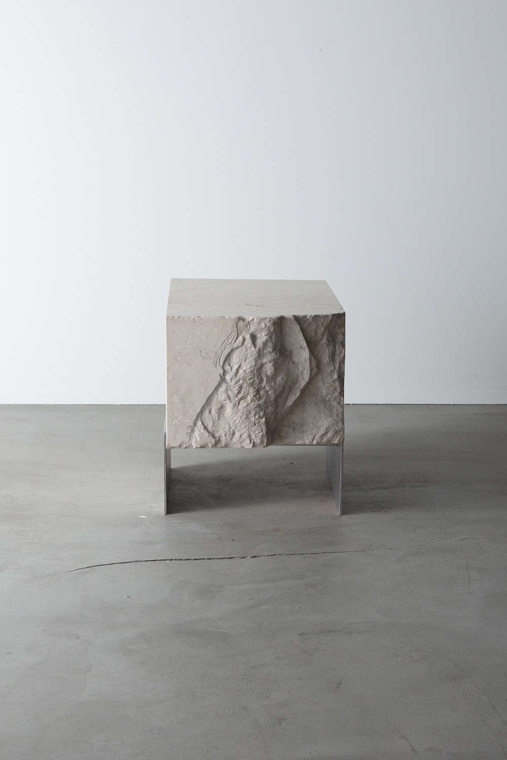 Side Table T by AtMa inc. in Botticino and Stainless