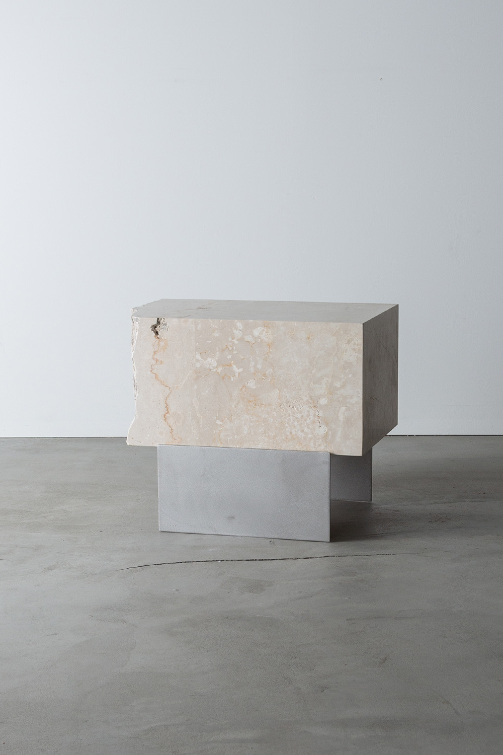 Side Table T by AtMa inc. in Botticino and Stainless
