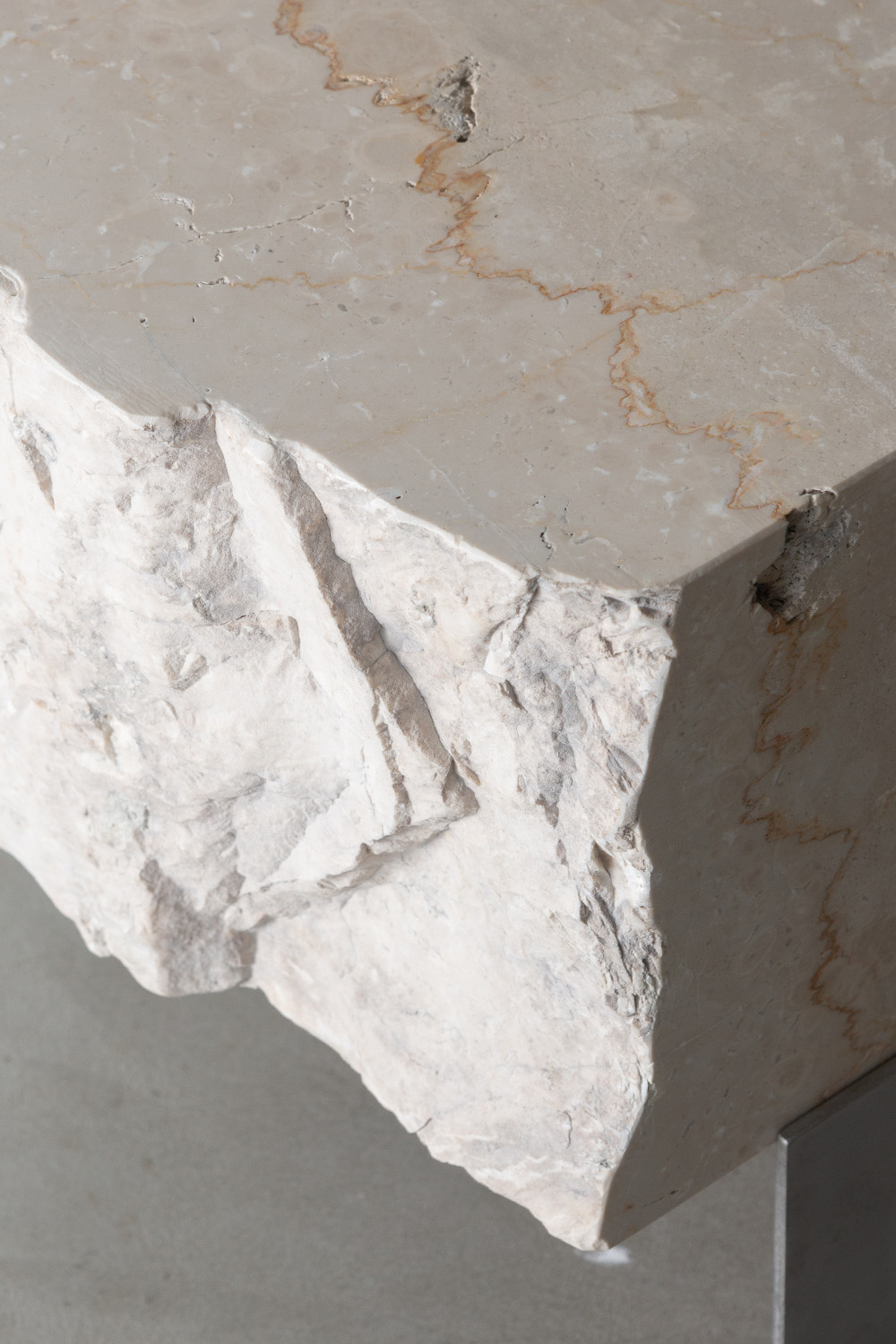 Side Table T by AtMa inc. in Botticino and Stainless