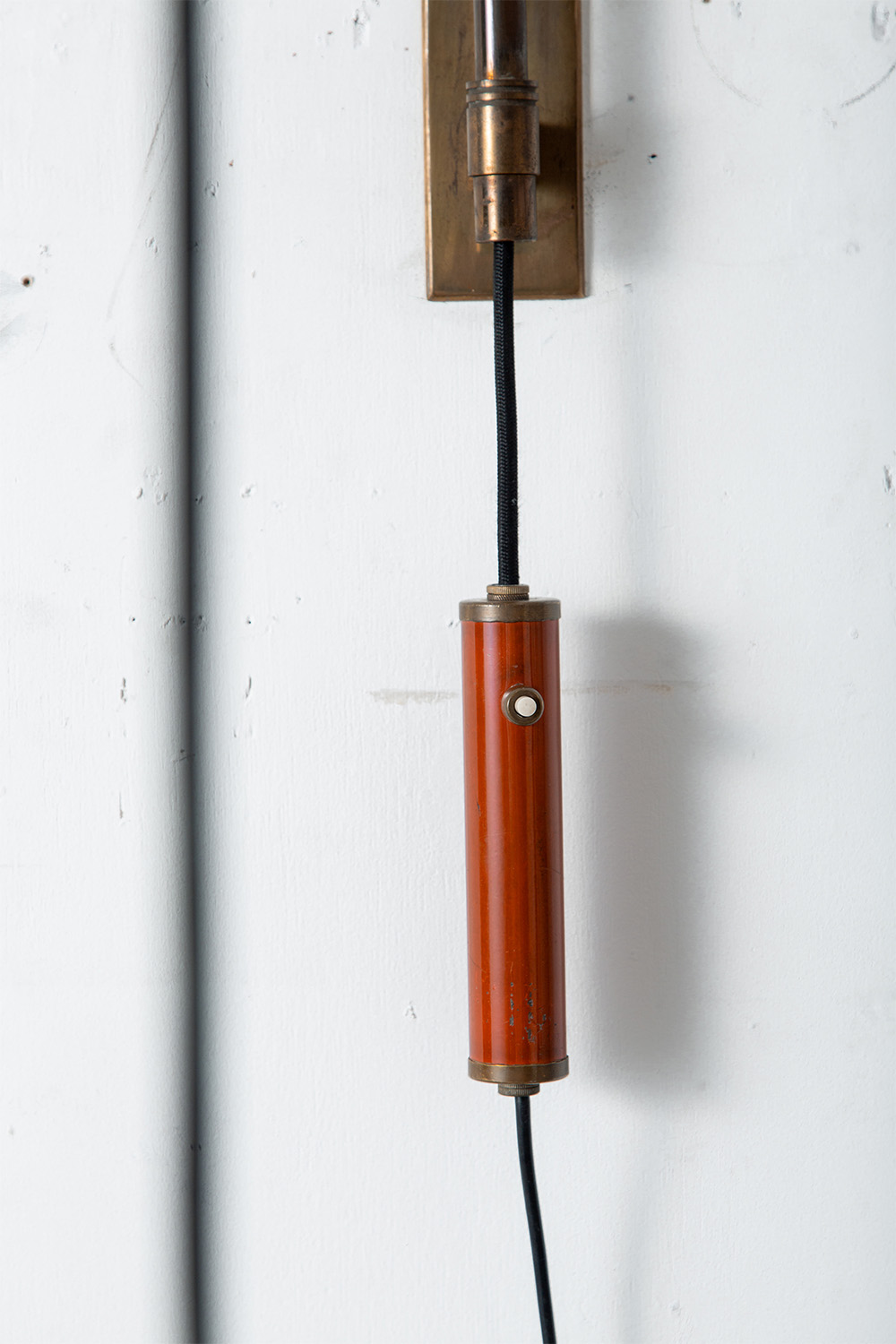 Wall Lamp in Brass , Leather and Plastic
