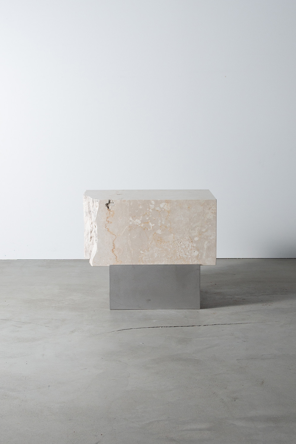 Side Table T by AtMa inc. in Botticino and Stainless