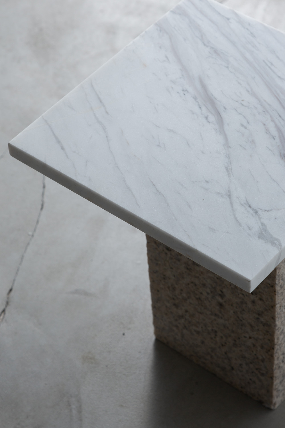 Side Table L by AtMa inc. in Bianco Carrara and Granite