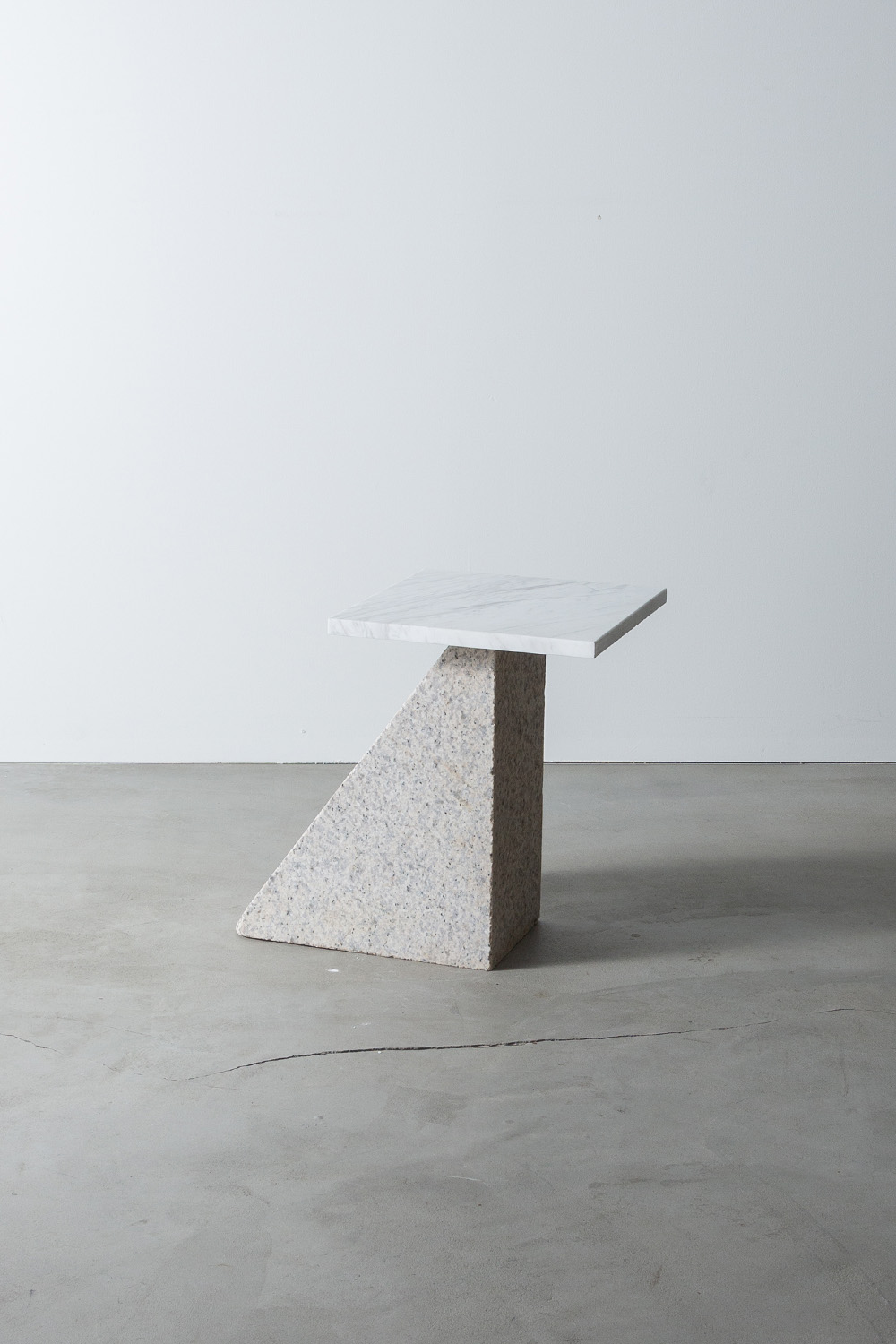 Side Table L by AtMa inc. in Bianco Carrara and Granite