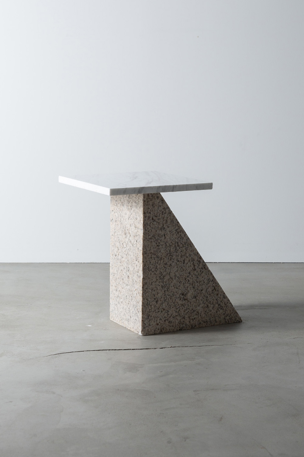 Side Table L by AtMa inc. in Bianco Carrara and Granite