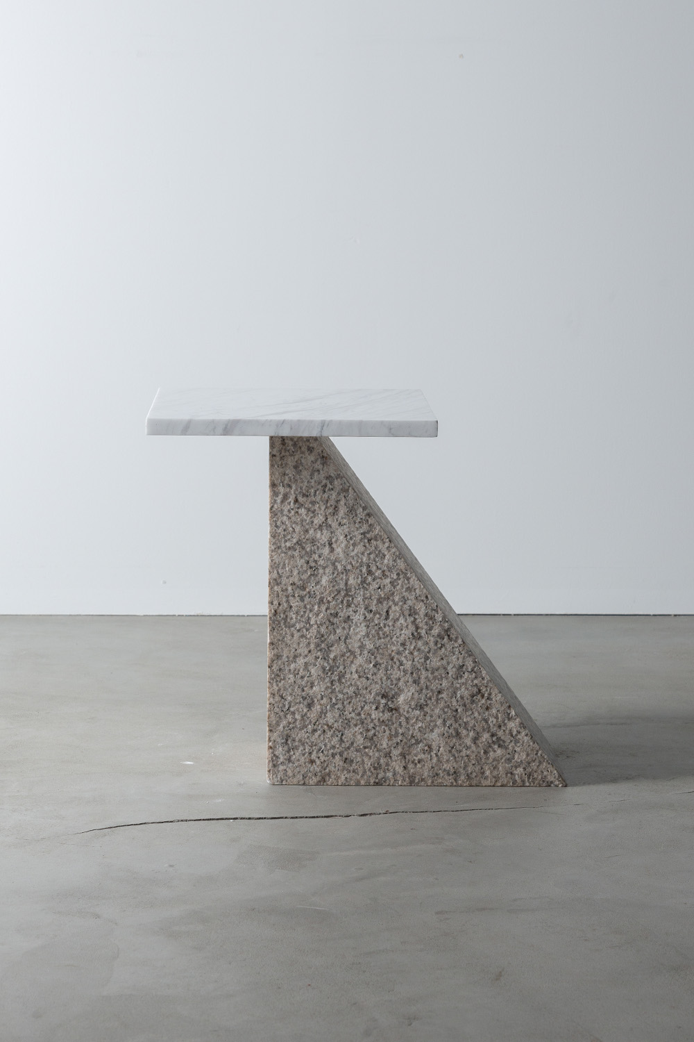 Side Table L by AtMa inc. in Bianco Carrara and Granite