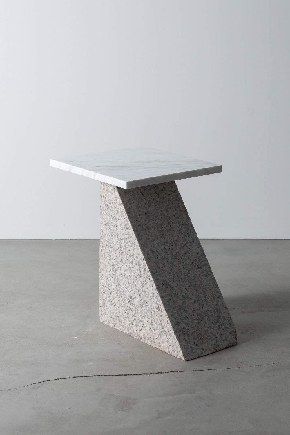 Side Table L by AtMa inc. in Bianco Carrara and Granite