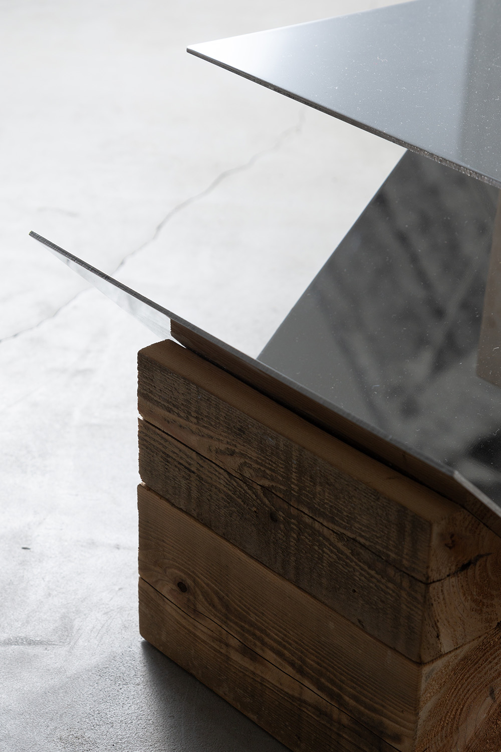Side Table a by AtMa inc. in Stainless and Wood