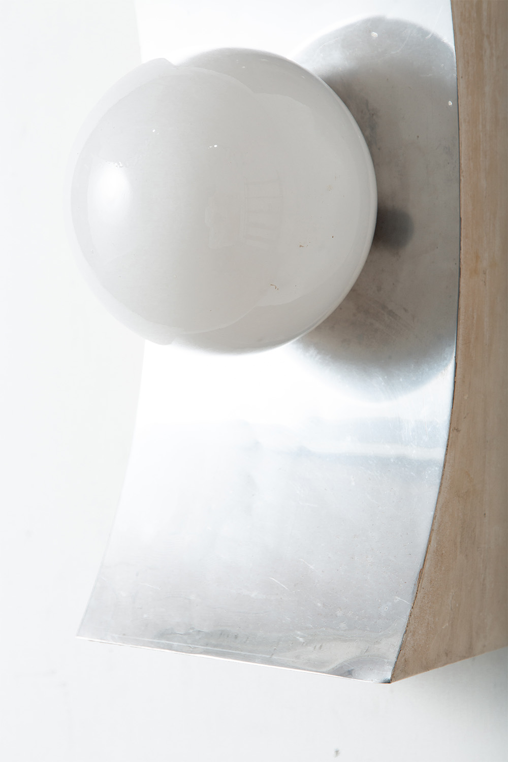 Wall Ball Lamp in Chrome and Wood