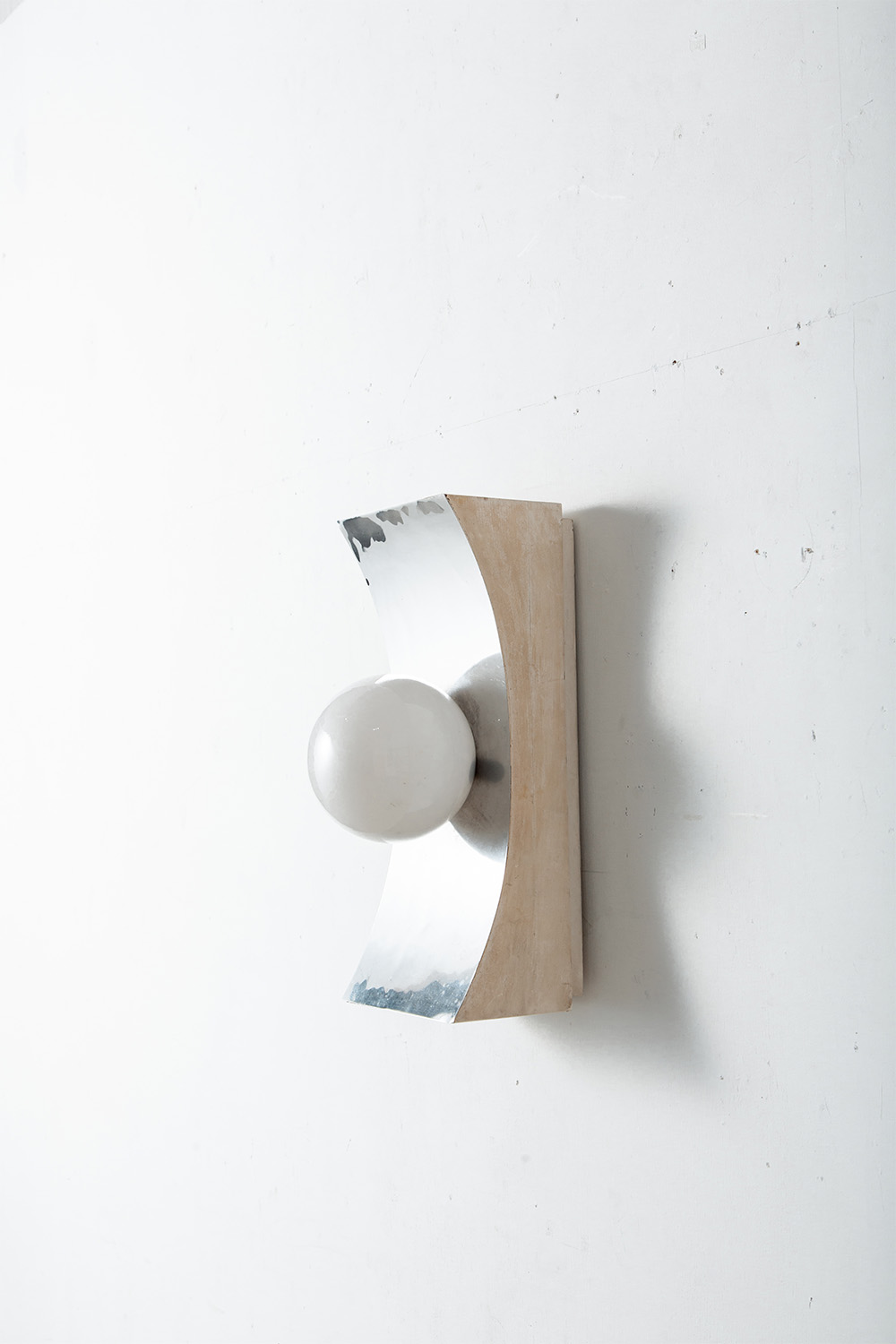 Wall Ball Lamp in Chrome and Wood